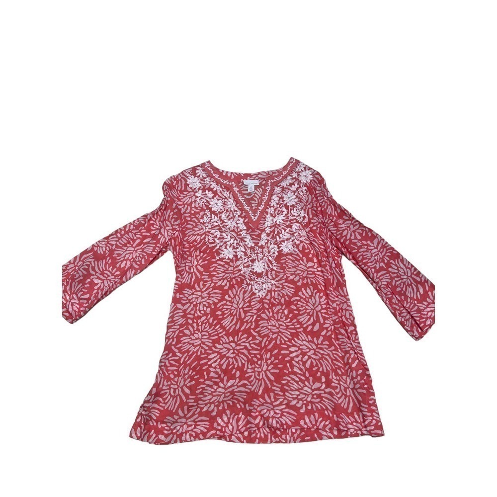 NWT Charter Club Rayon Embroidered Tunic Blouse sz Large‎